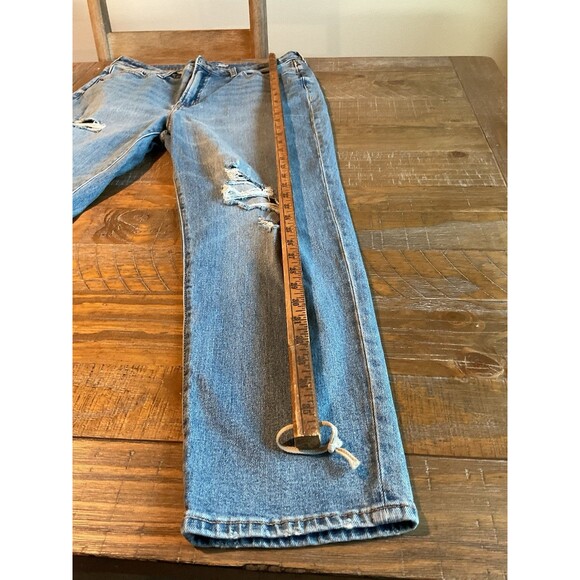 Old‎ Navy OG Straight Jeans 14 Distressed Womens Denim Light Wash - Picture 2 of 8